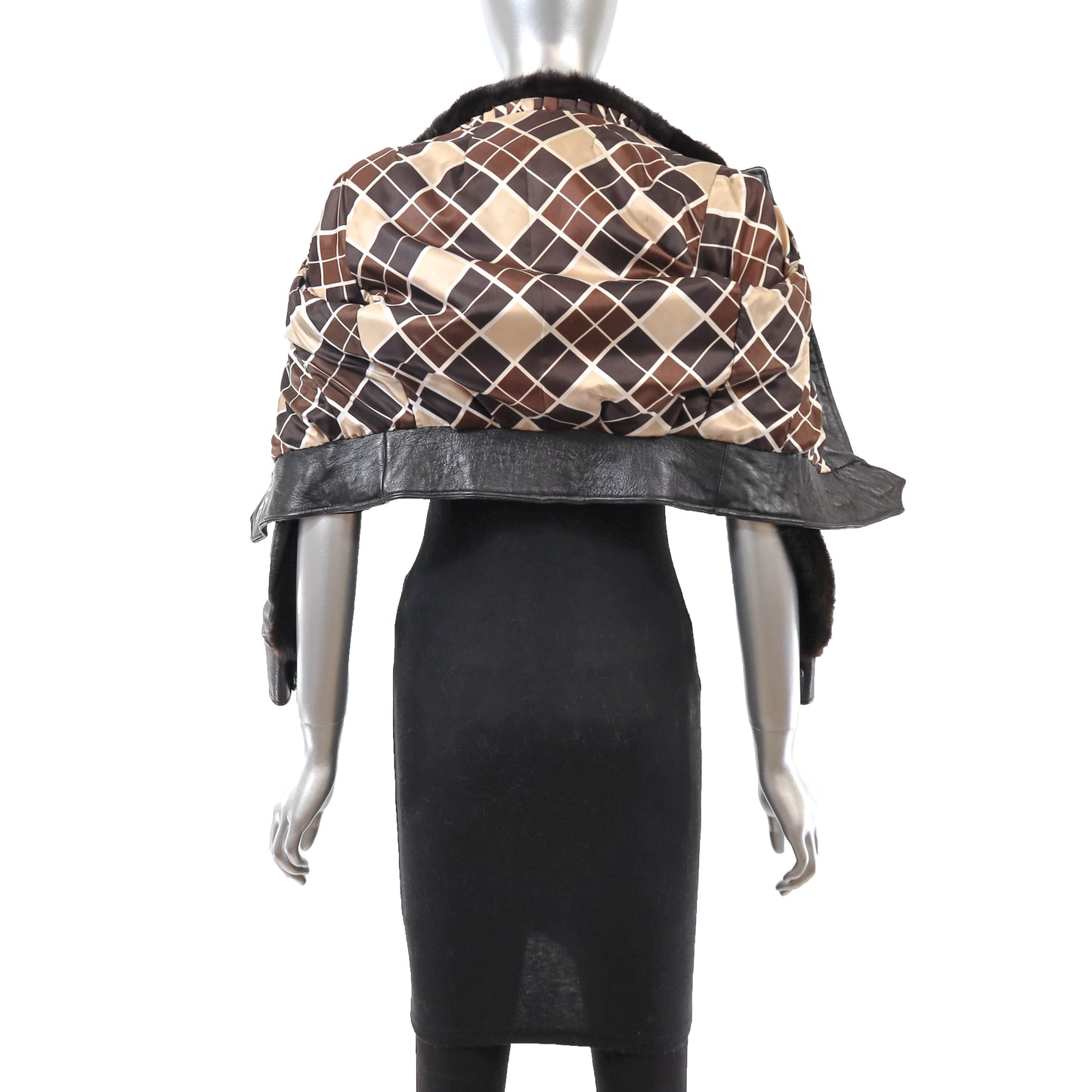 Dark Brown Mink and Leather Jacket- Size XS