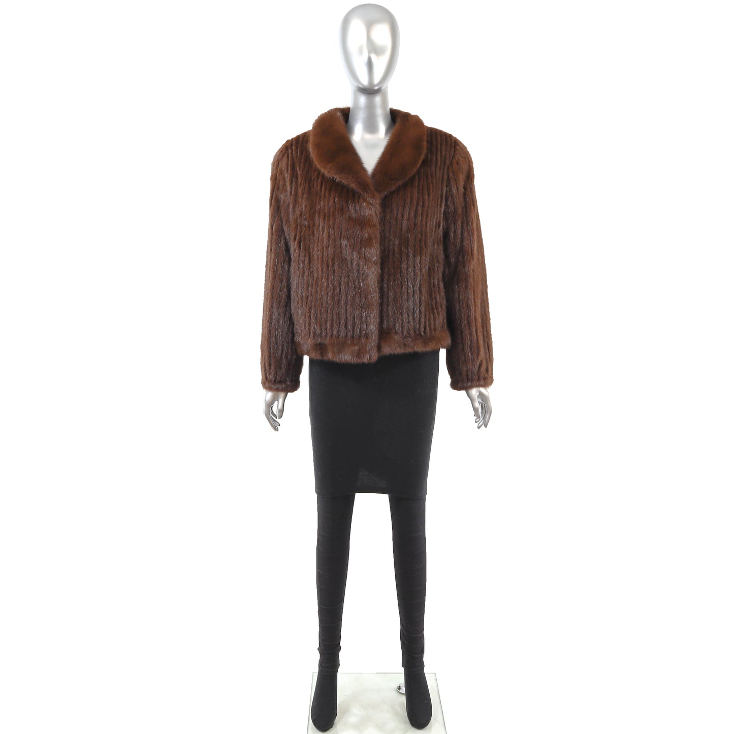 Brown Corded Mink Jacket- Size M
