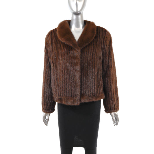 Brown Corded Mink Jacket- Size M