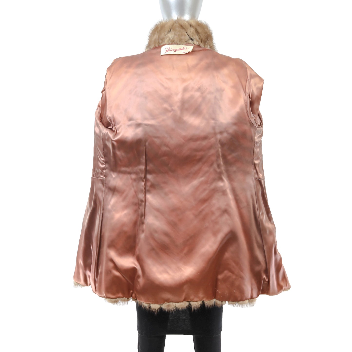 Light Brown Section Mink and Leather Jacket- Size M