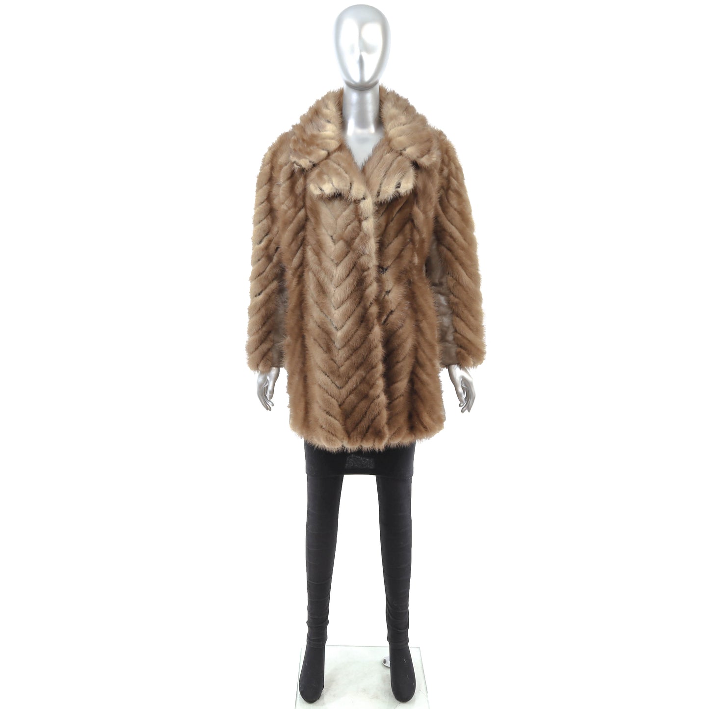 Light Brown Section Mink and Leather Jacket- Size M