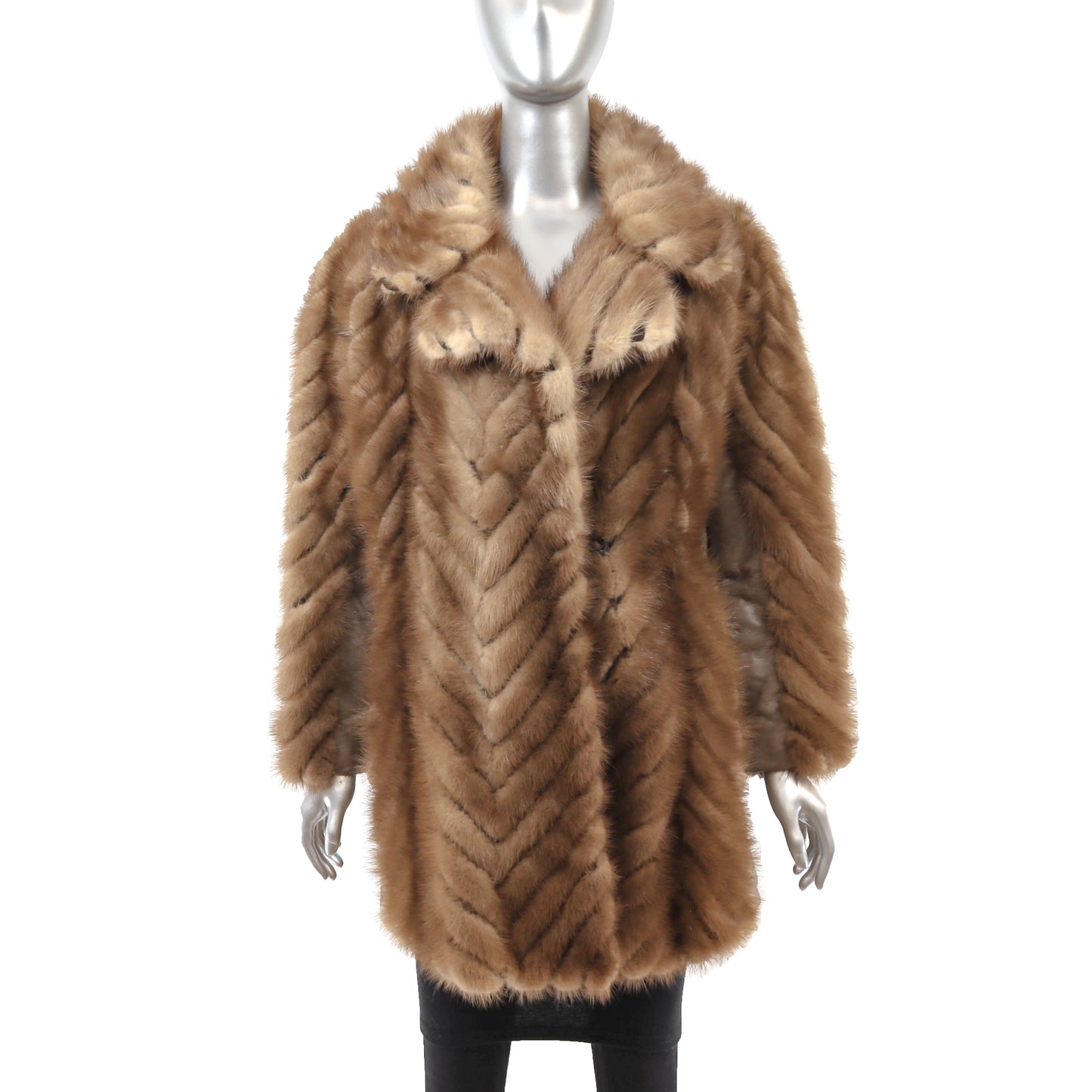 Light Brown Section Mink and Leather Jacket- Size M