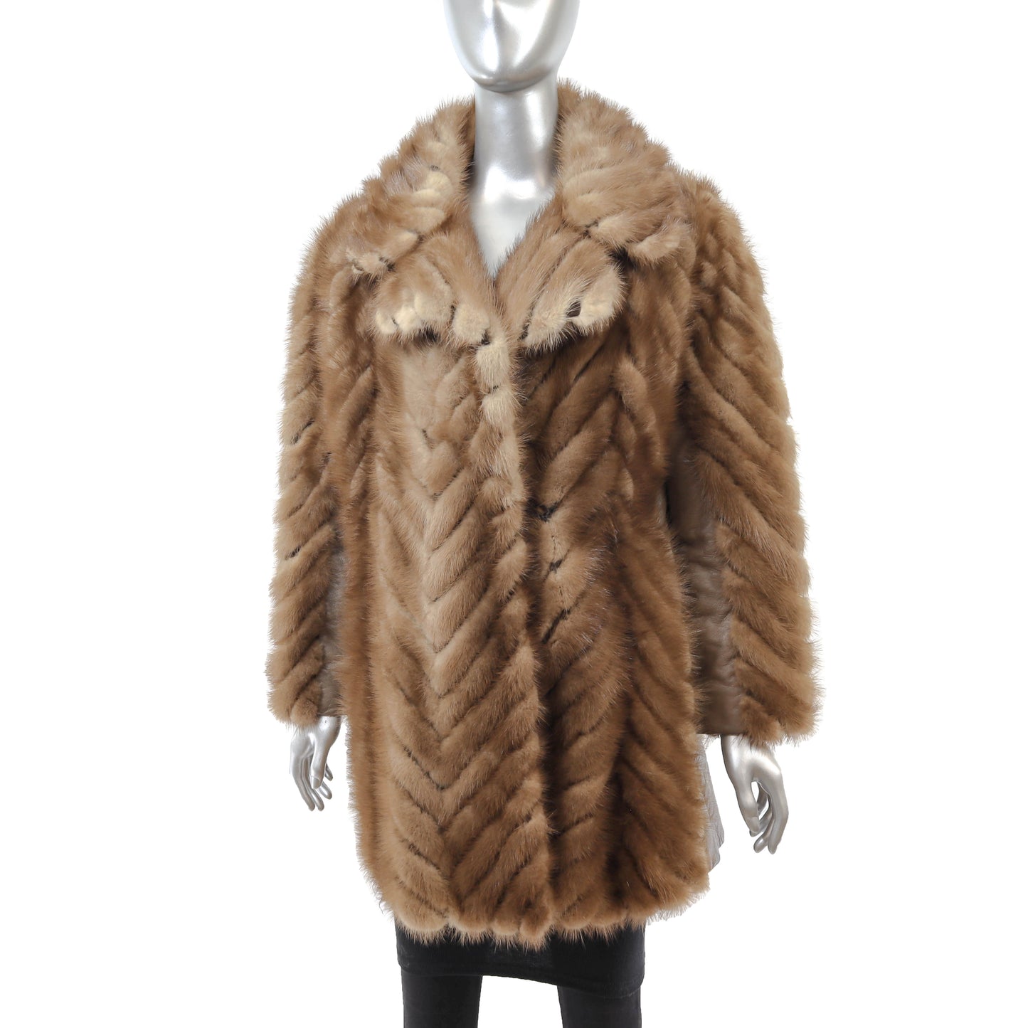 Light Brown Section Mink and Leather Jacket- Size M