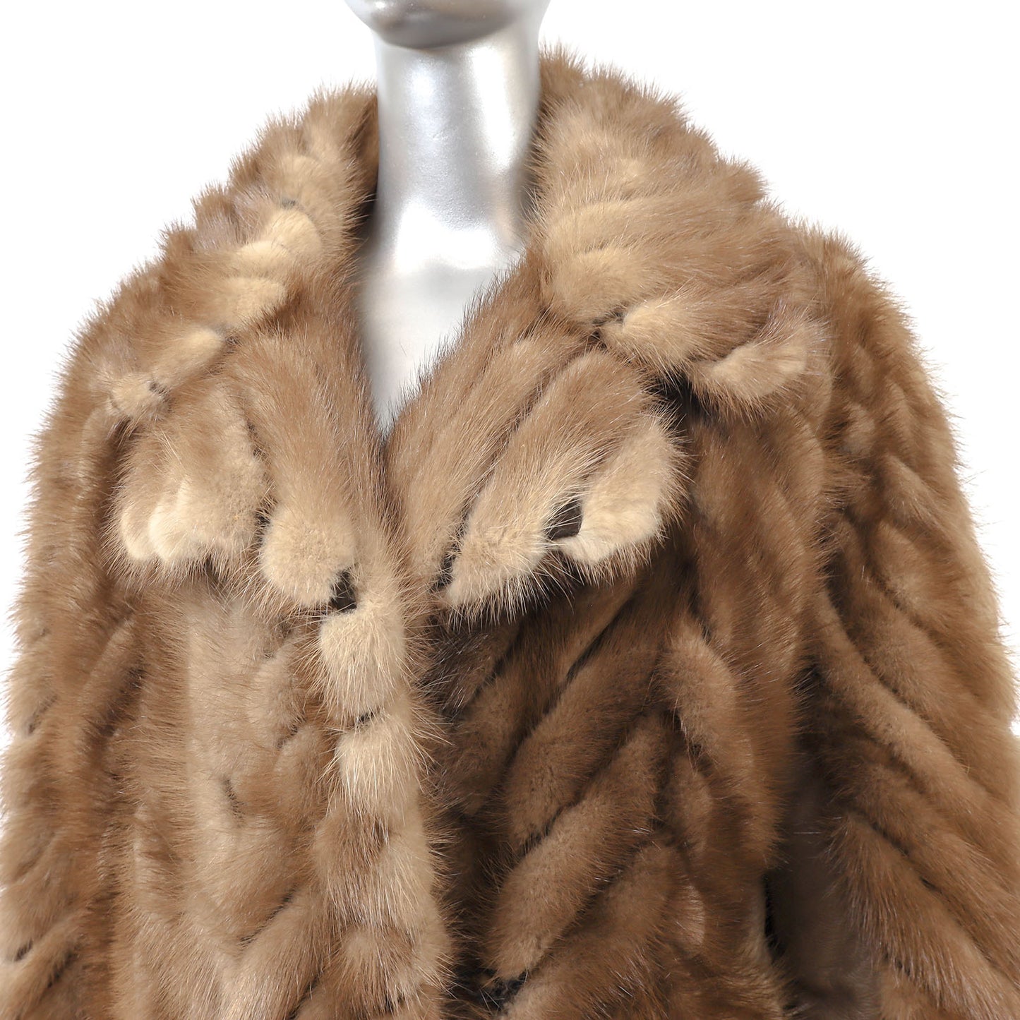 Light Brown Section Mink and Leather Jacket- Size M