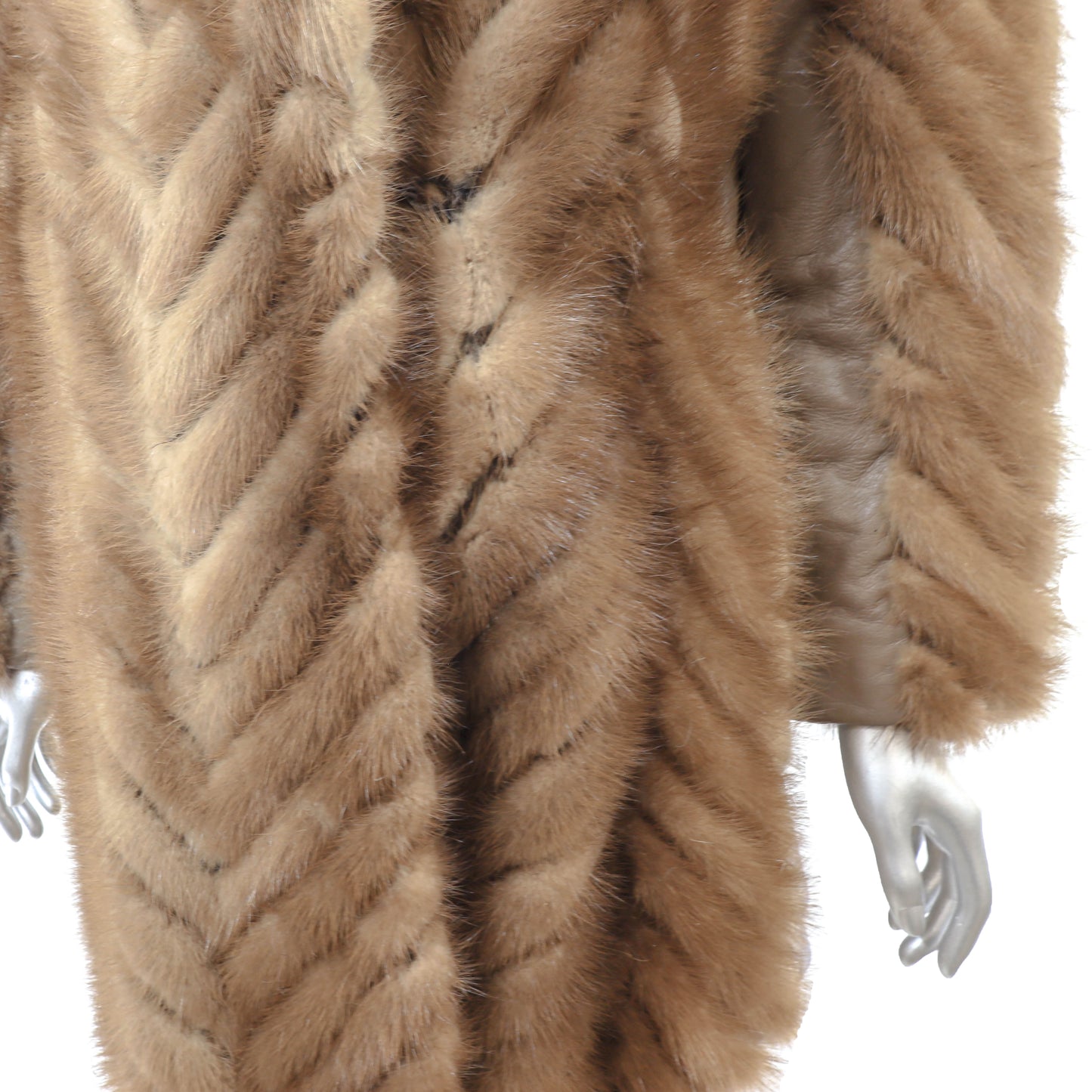 Light Brown Section Mink and Leather Jacket- Size M