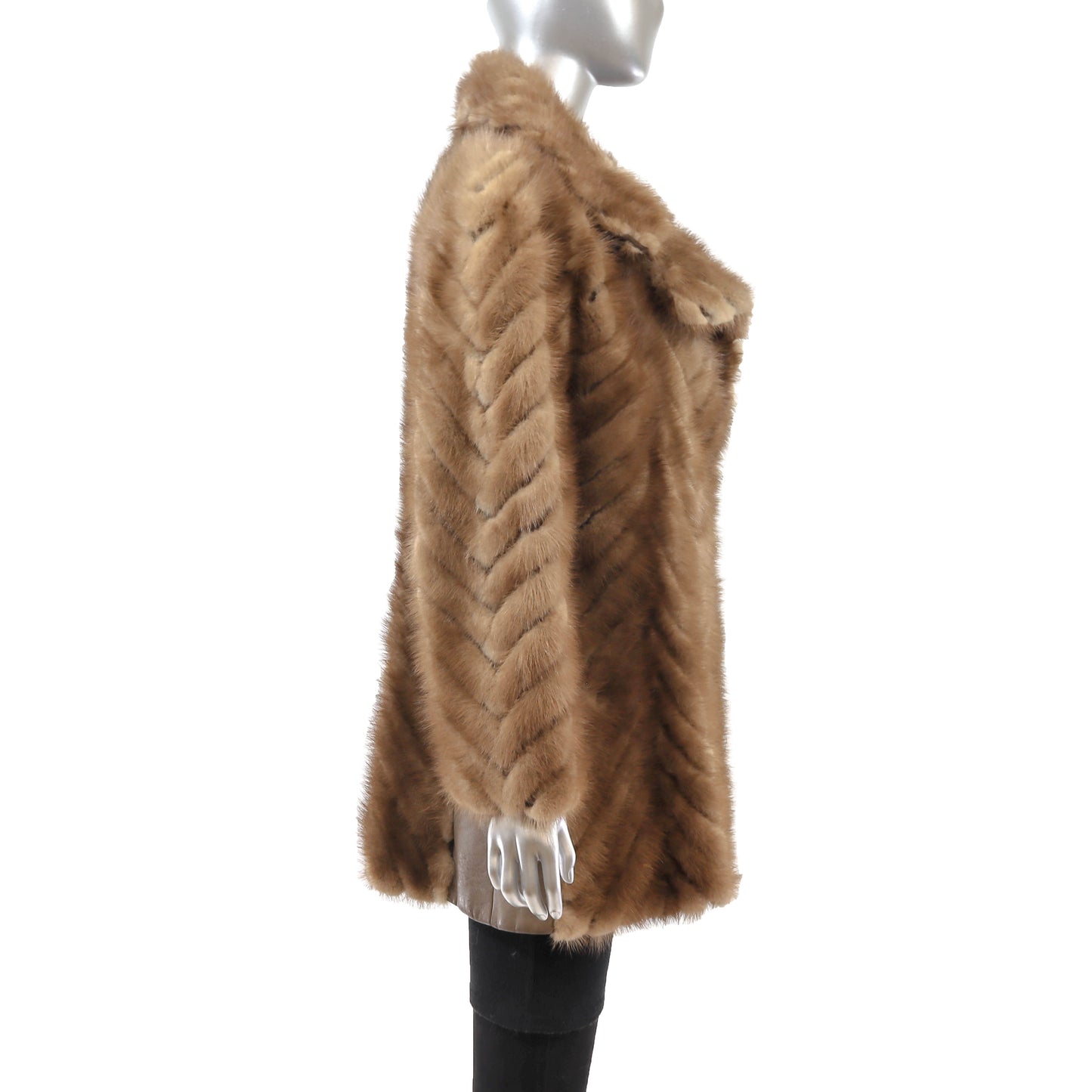 Light Brown Section Mink and Leather Jacket- Size M