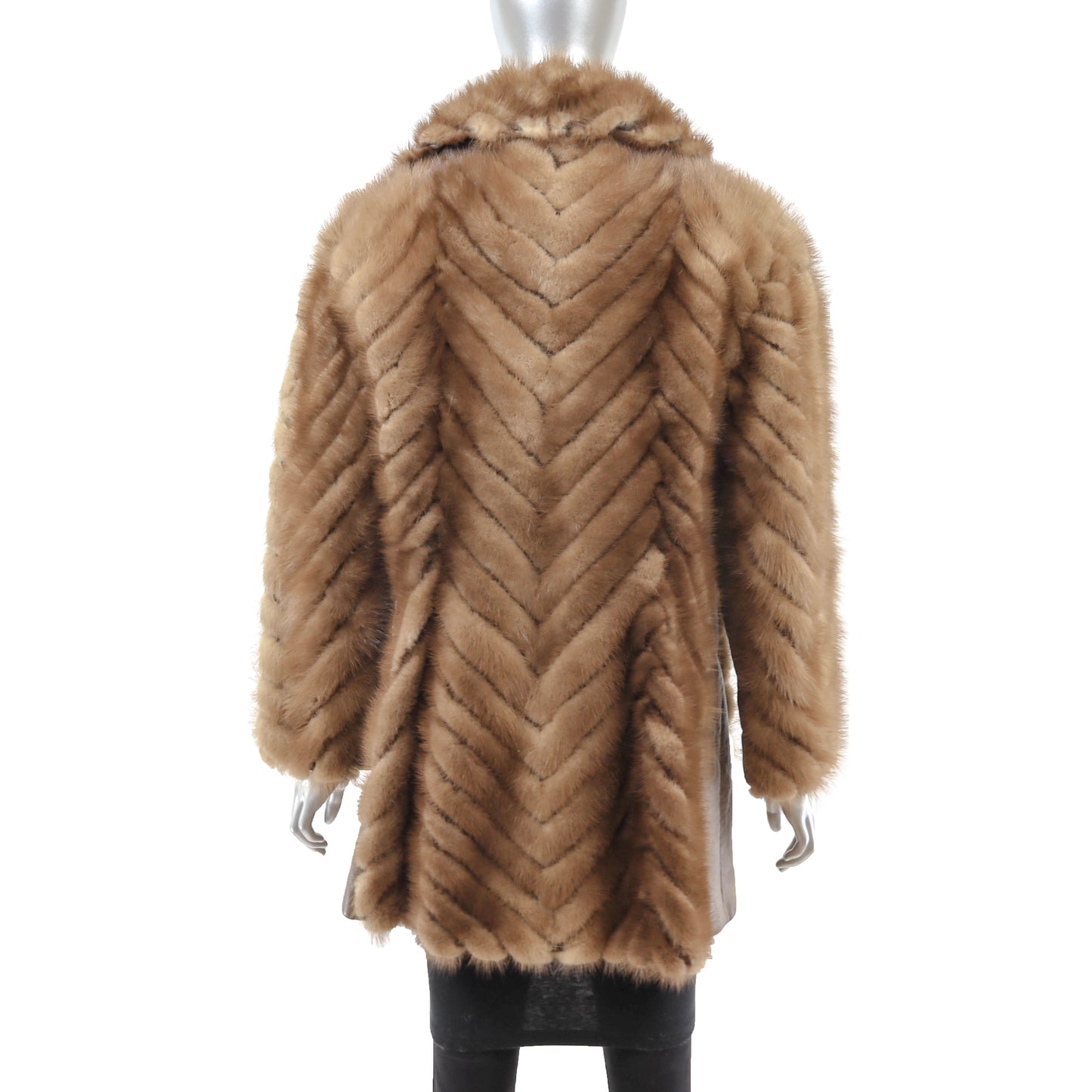 Light Brown Section Mink and Leather Jacket- Size M