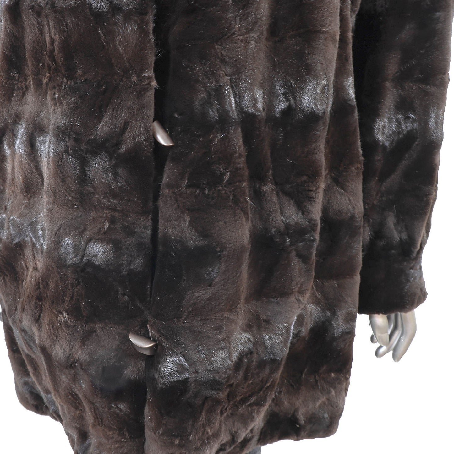 Dark Brown Sheared Section Mink Reversible 3/4 Jacket- Size L