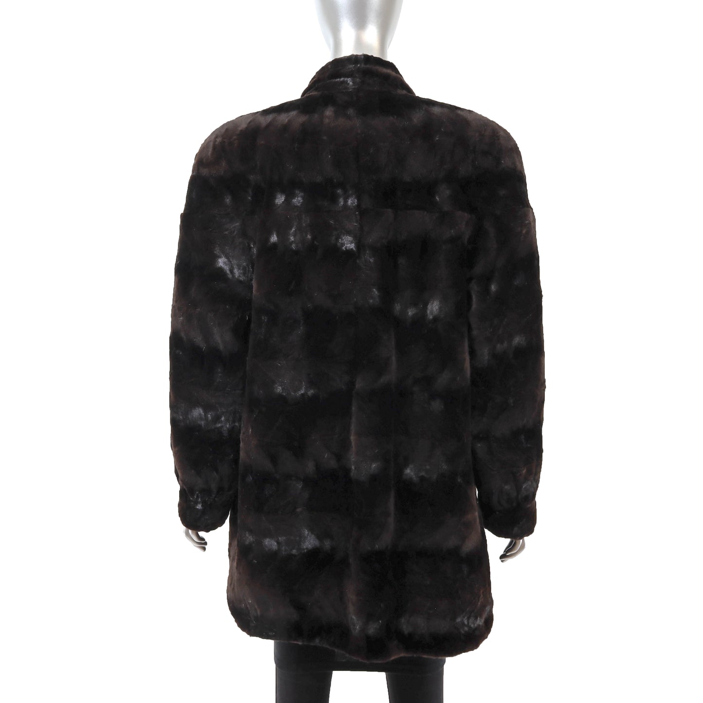 Dark Brown Sheared Section Mink Reversible 3/4 Jacket- Size L