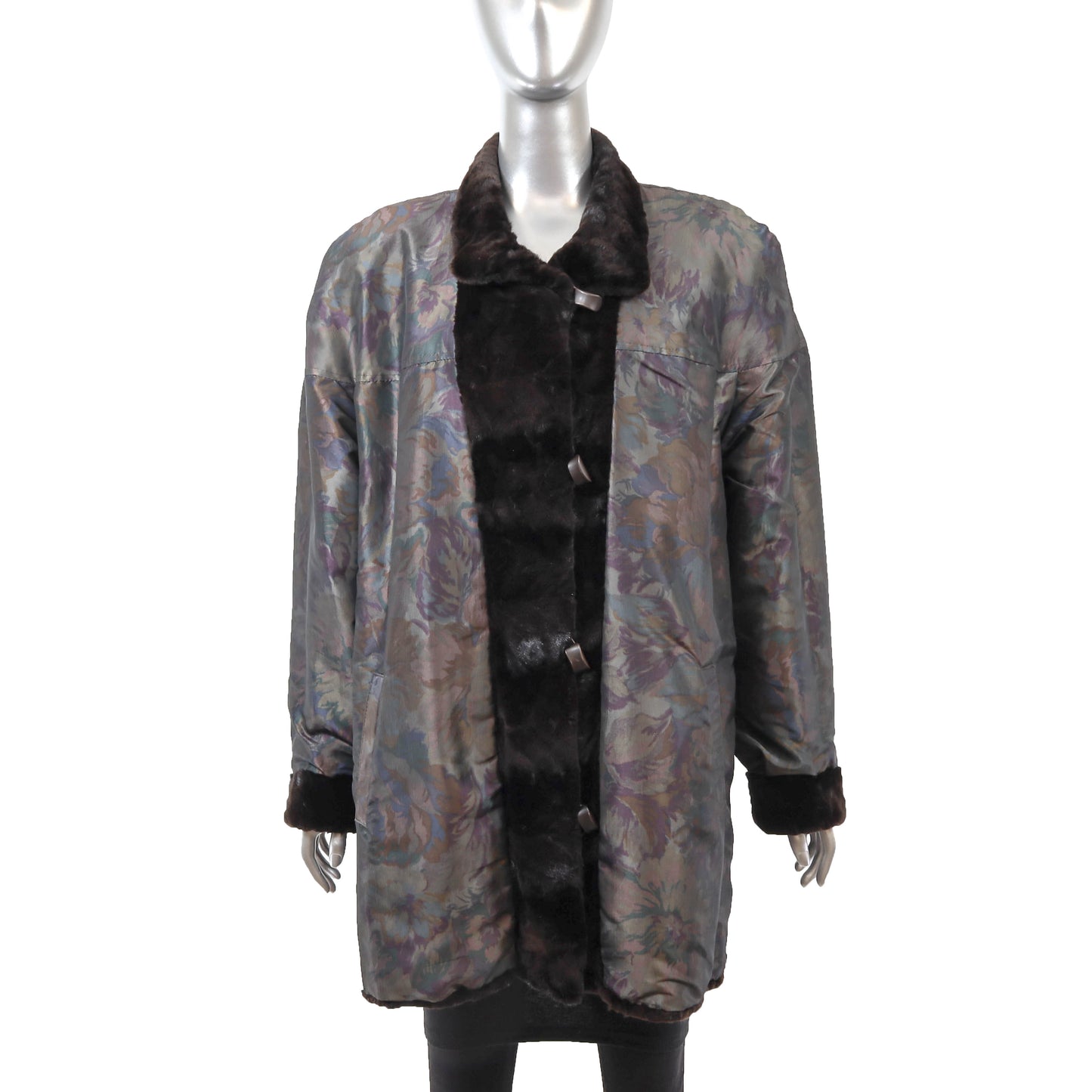 Dark Brown Sheared Section Mink Reversible 3/4 Jacket- Size L