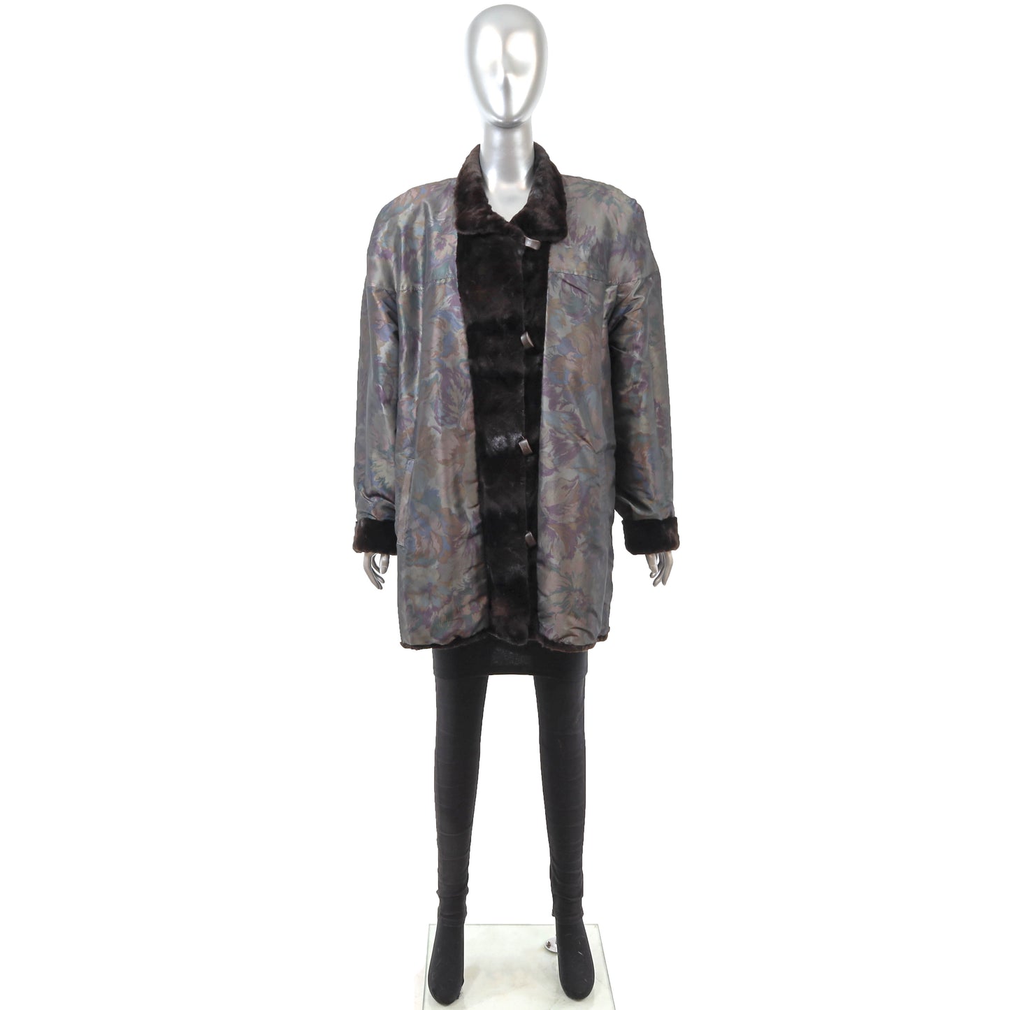 Dark Brown Sheared Section Mink Reversible 3/4 Jacket- Size L