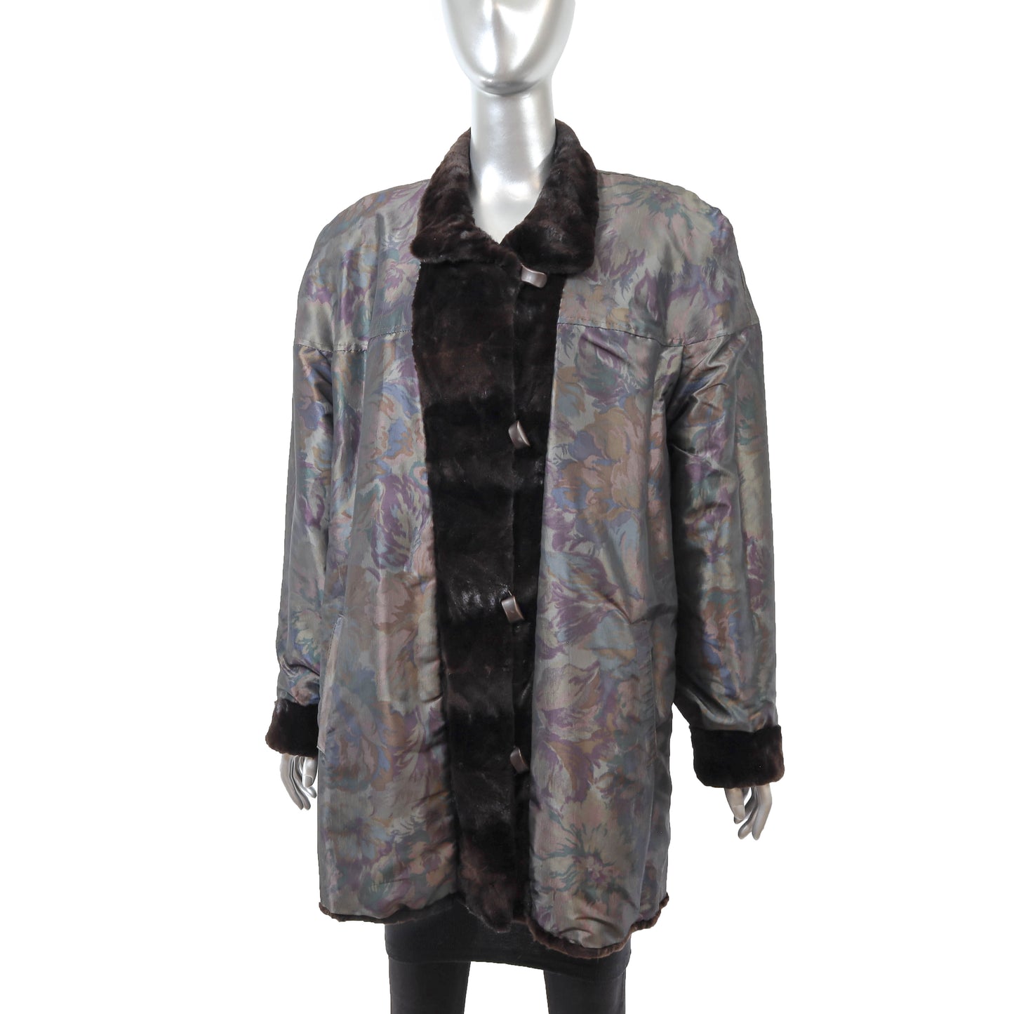 Dark Brown Sheared Section Mink Reversible 3/4 Jacket- Size L