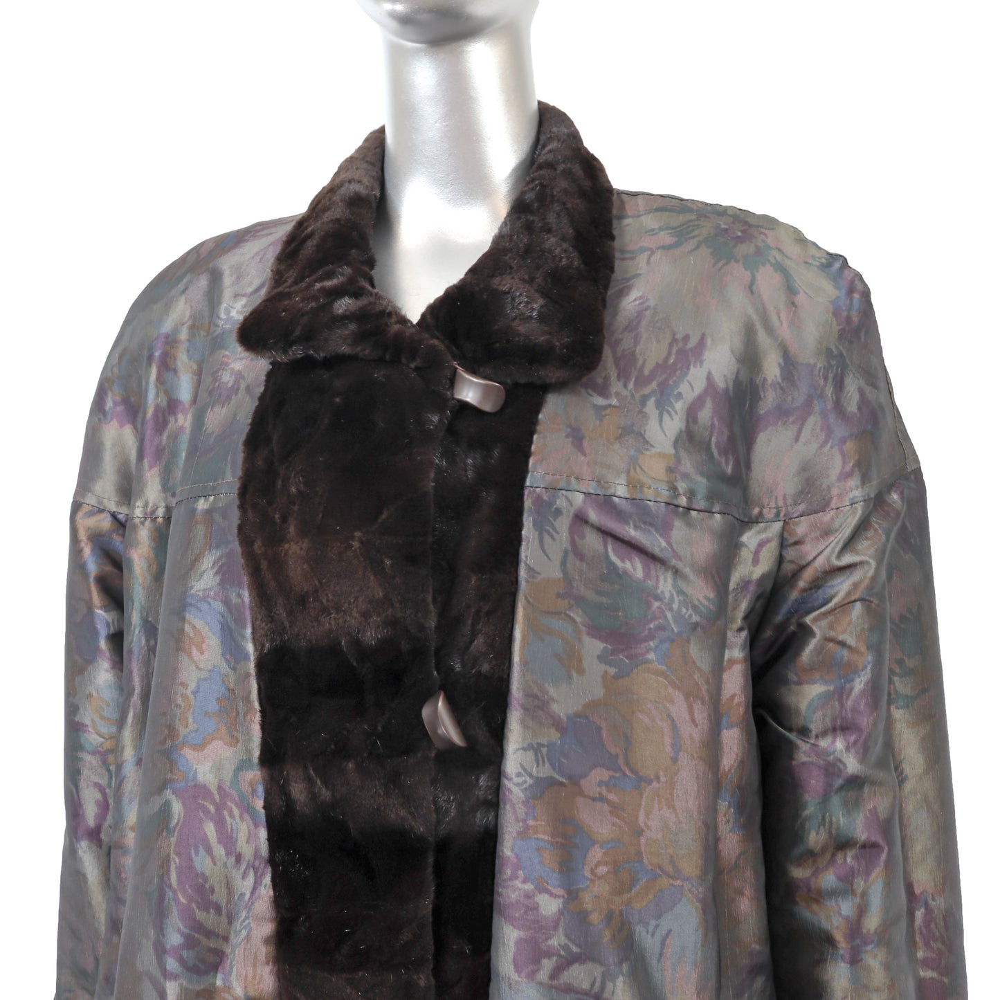Dark Brown Sheared Section Mink Reversible 3/4 Jacket- Size L