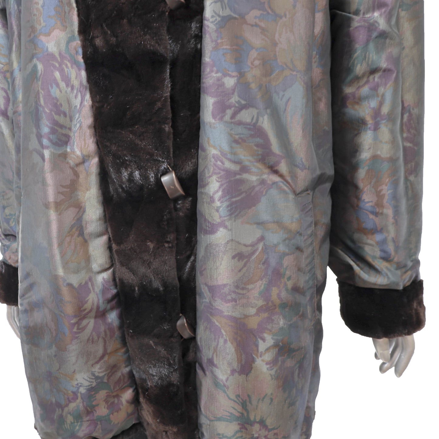 Dark Brown Sheared Section Mink Reversible 3/4 Jacket- Size L