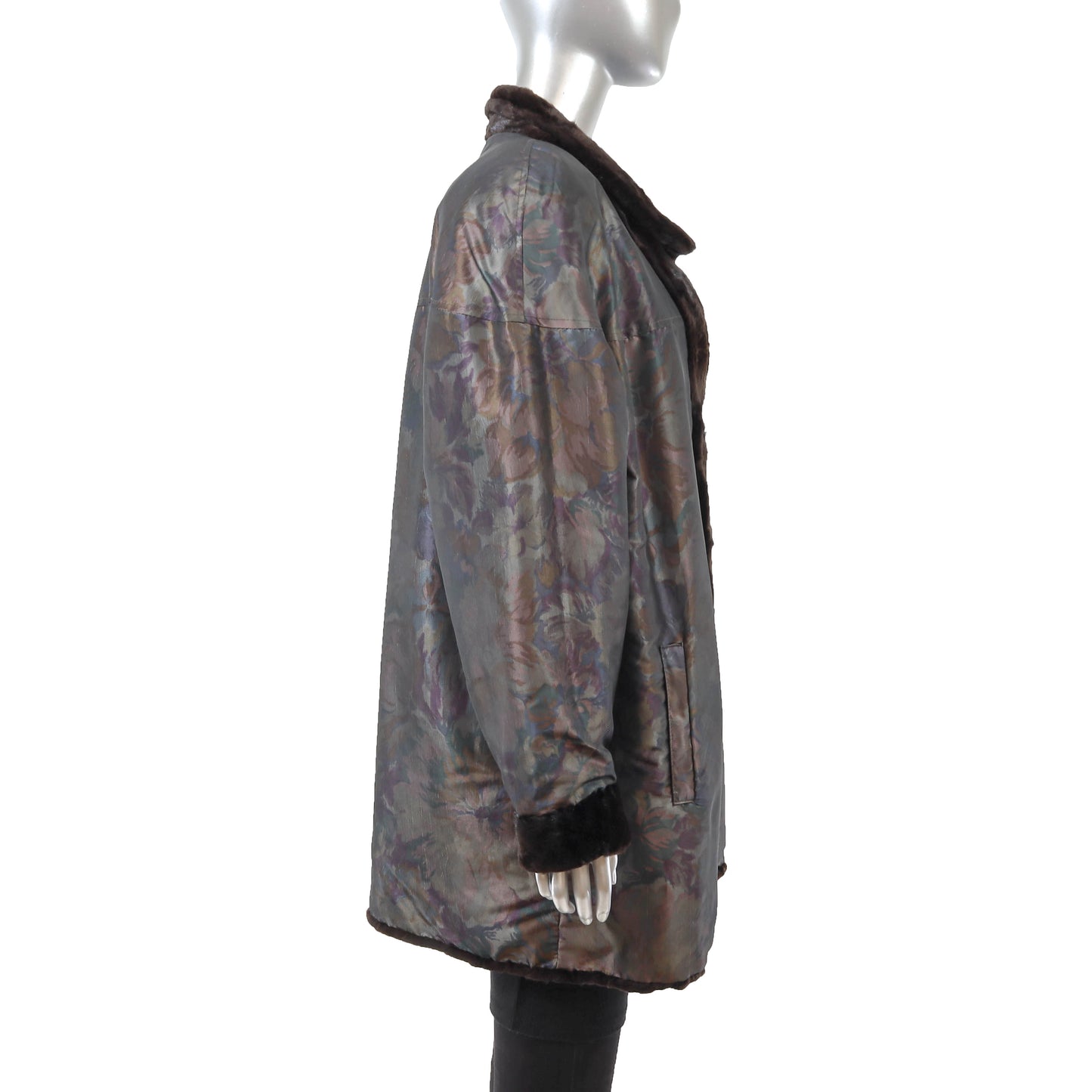 Dark Brown Sheared Section Mink Reversible 3/4 Jacket- Size L