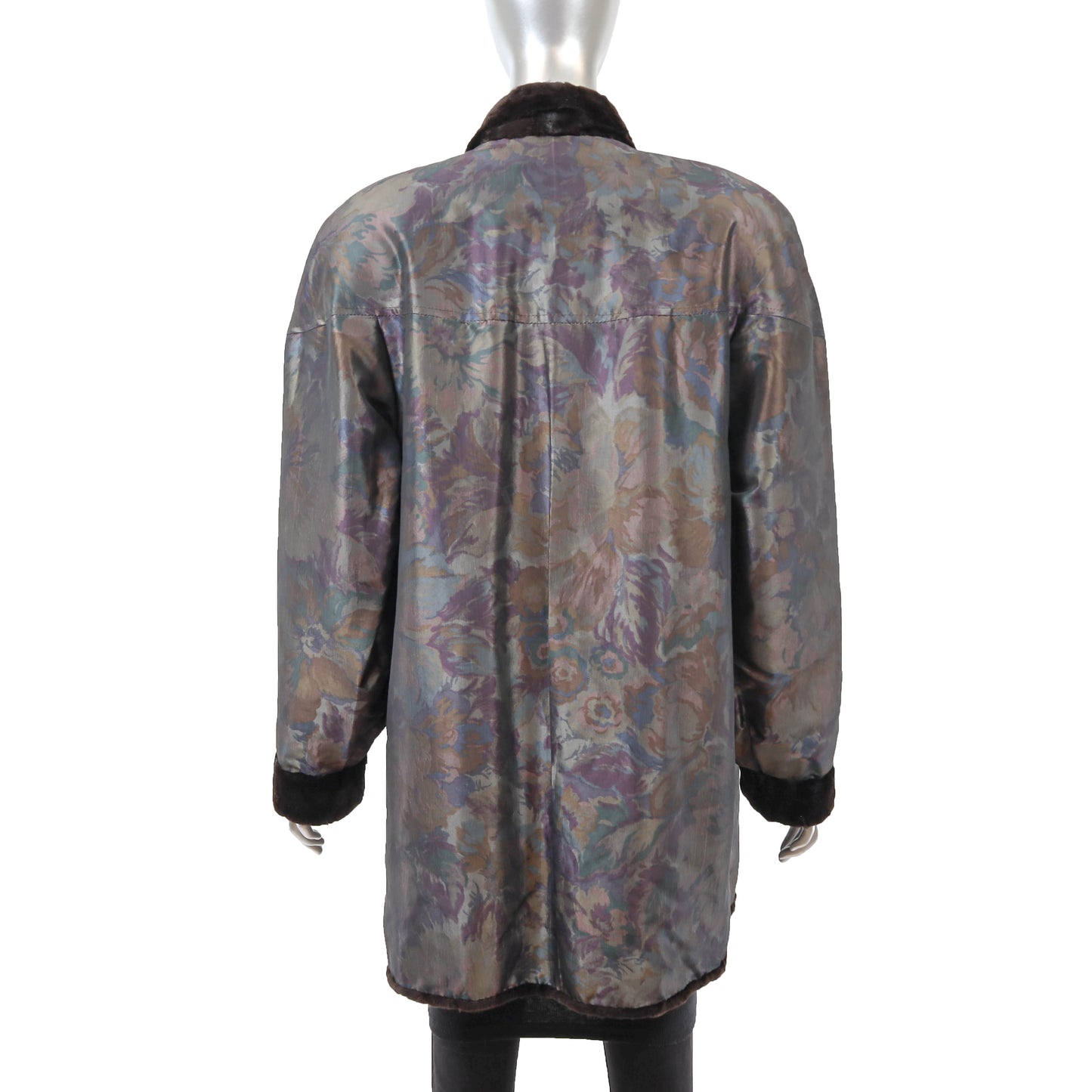 Dark Brown Sheared Section Mink Reversible 3/4 Jacket- Size L