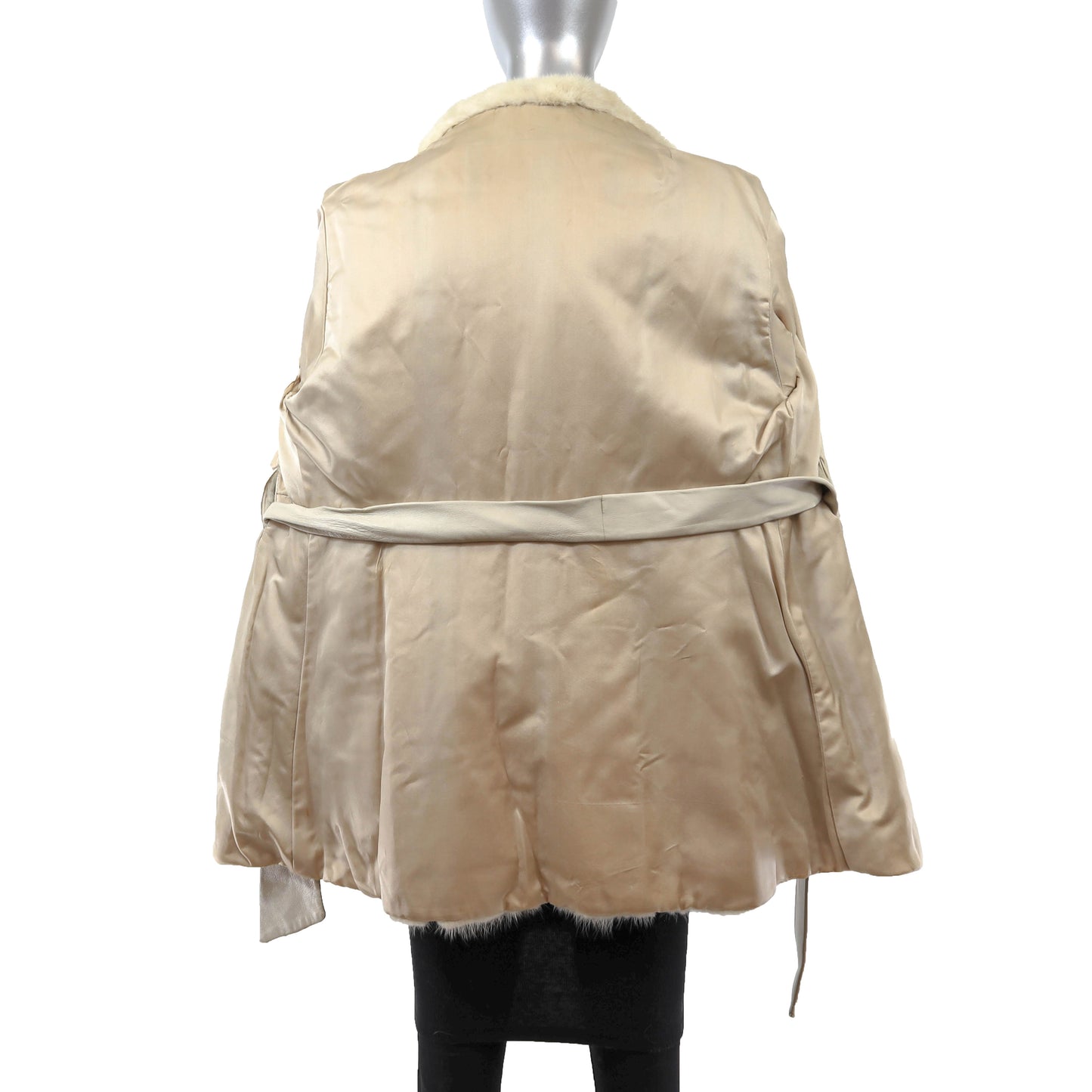 Pastel Mink Jacket with Leather and Collar- Size M