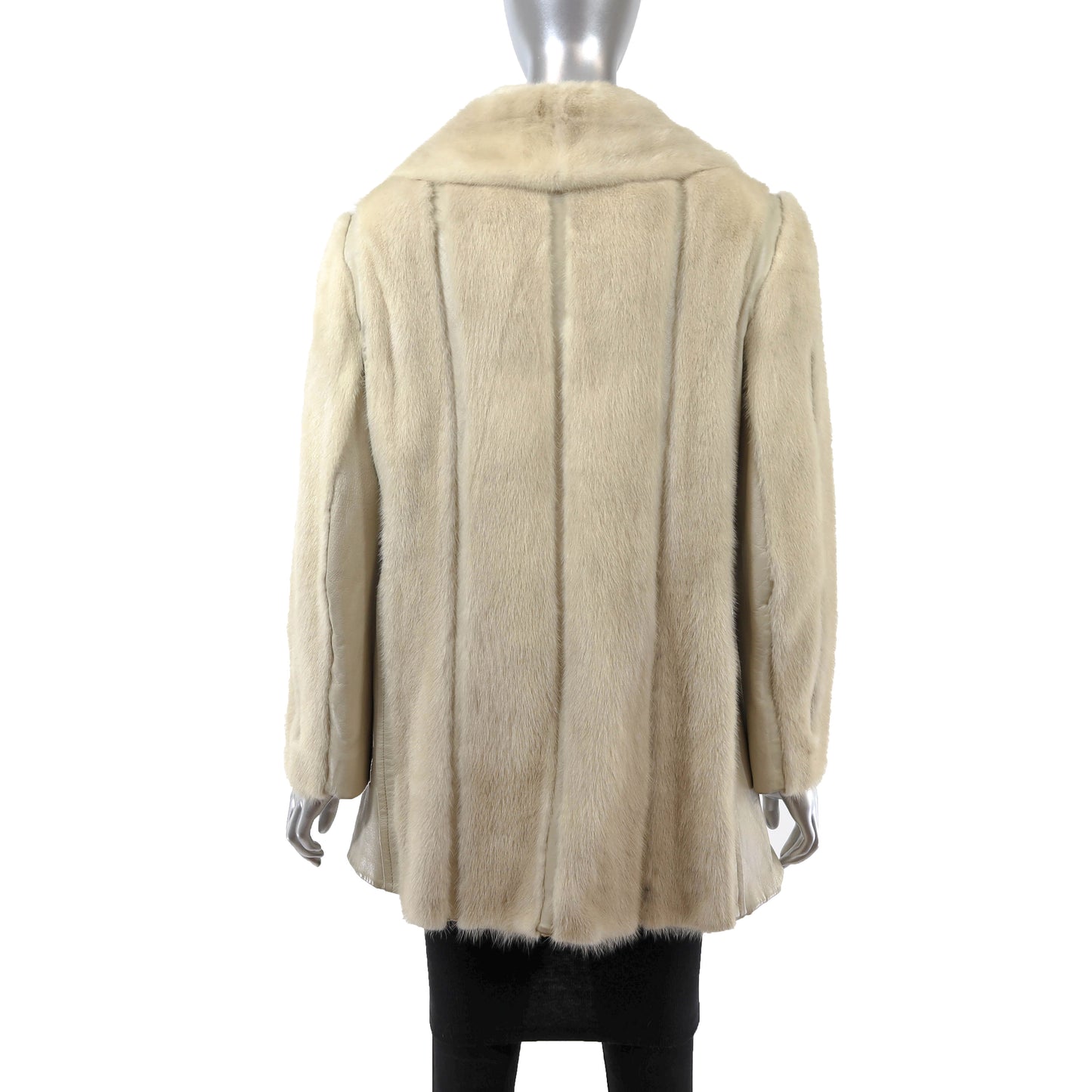 Pastel Mink Jacket with Leather and Collar- Size M