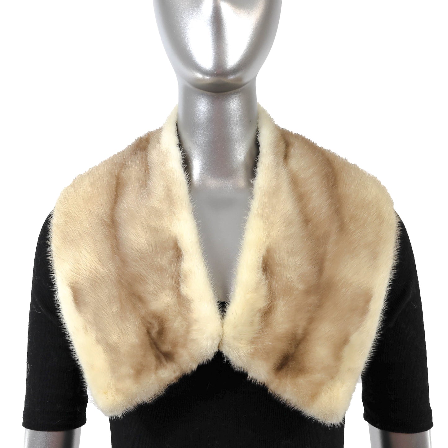 Pastel Mink Jacket with Leather and Collar- Size M