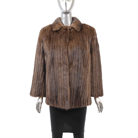 Brown Corded Mink Jacket- Size M