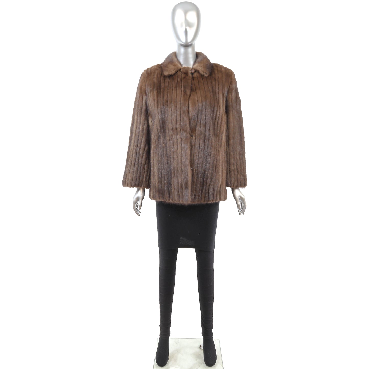 Brown Corded Mink Jacket- Size M