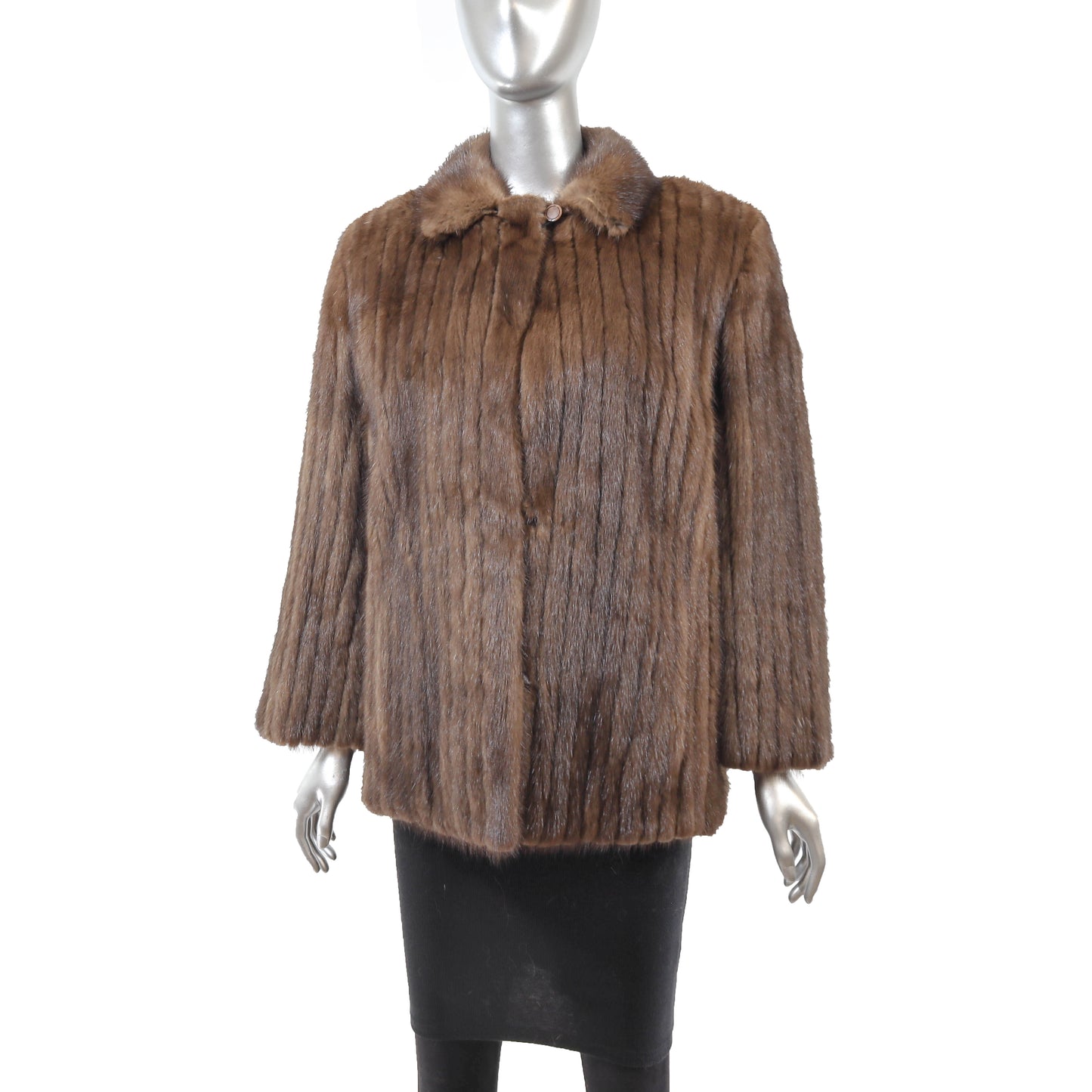 Brown Corded Mink Jacket- Size M