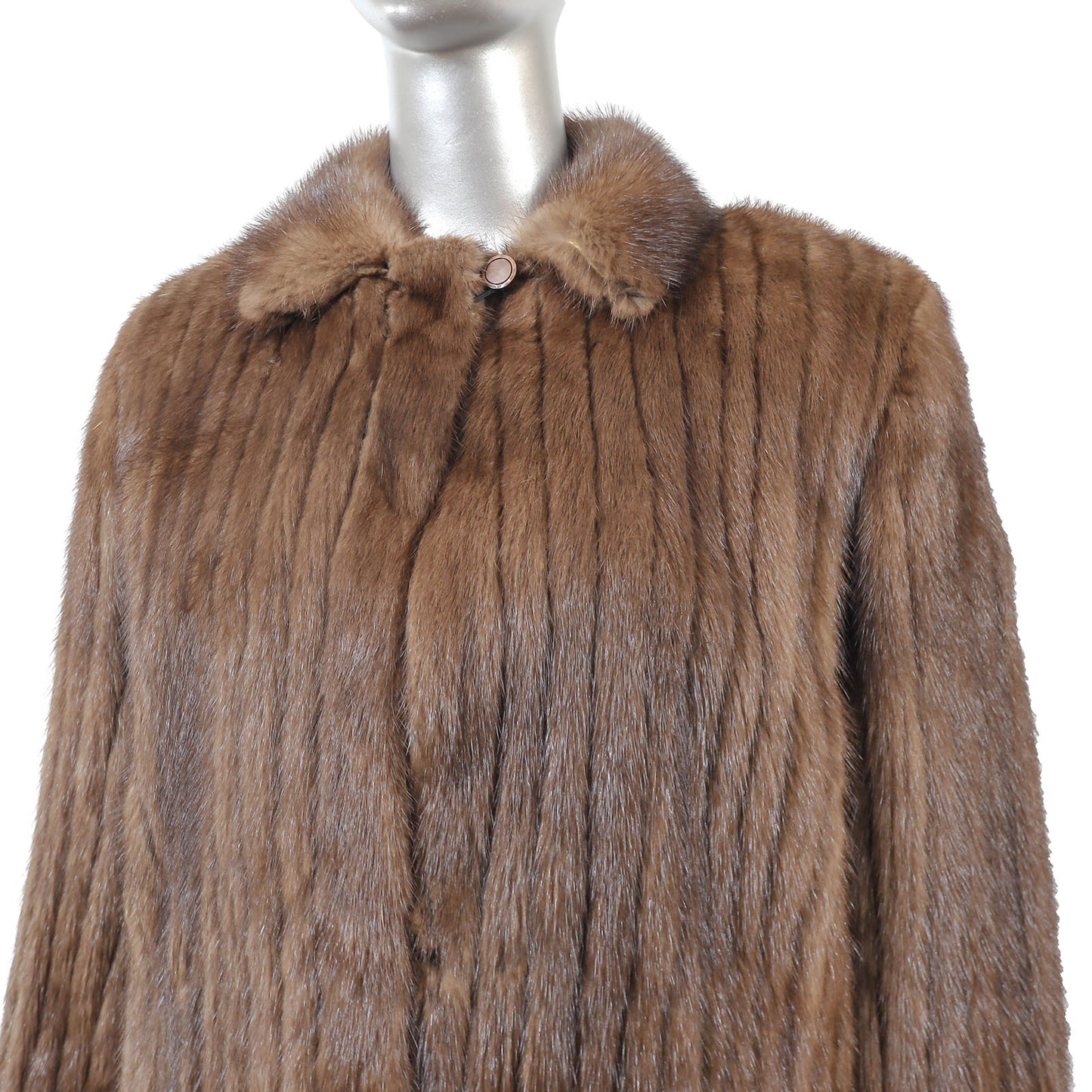 Brown Corded Mink Jacket- Size M