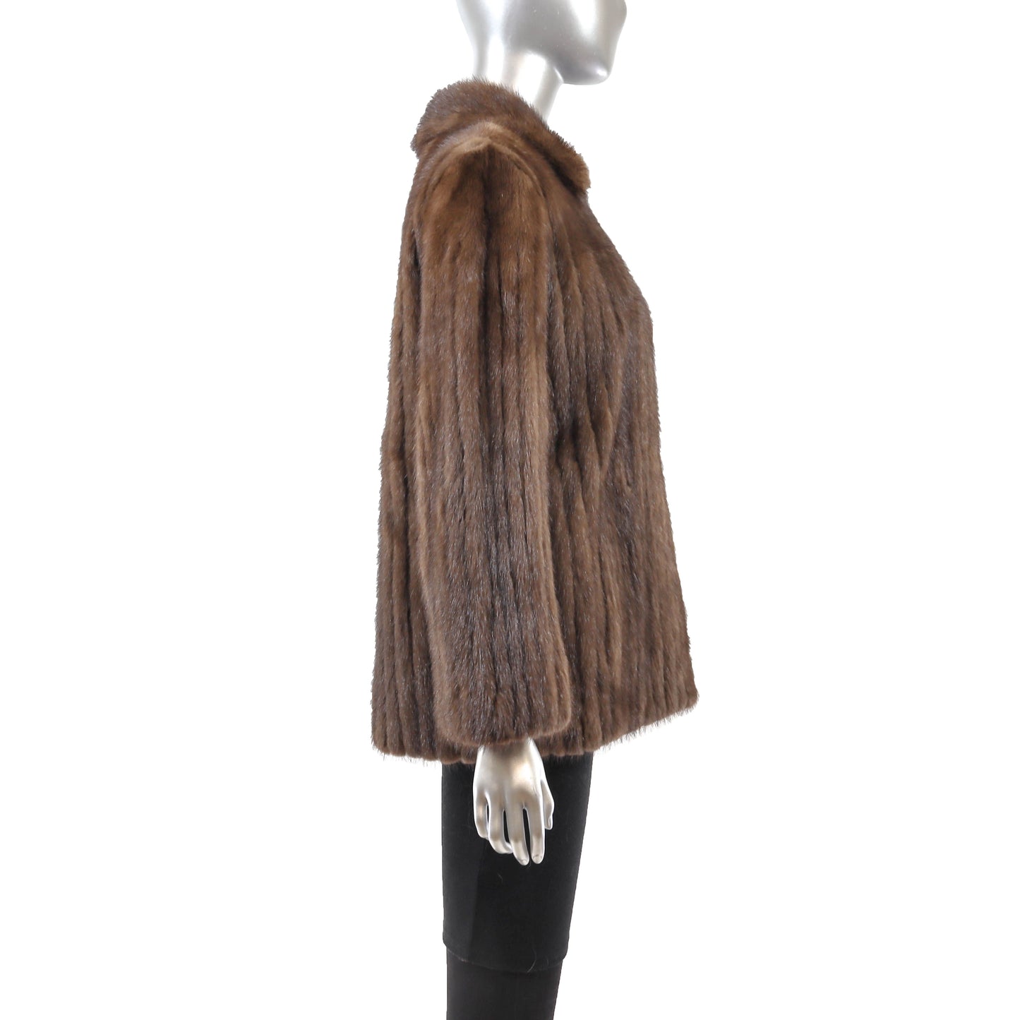 Brown Corded Mink Jacket- Size M