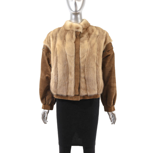 Light Brown Mink and Suede Jacket- Size S