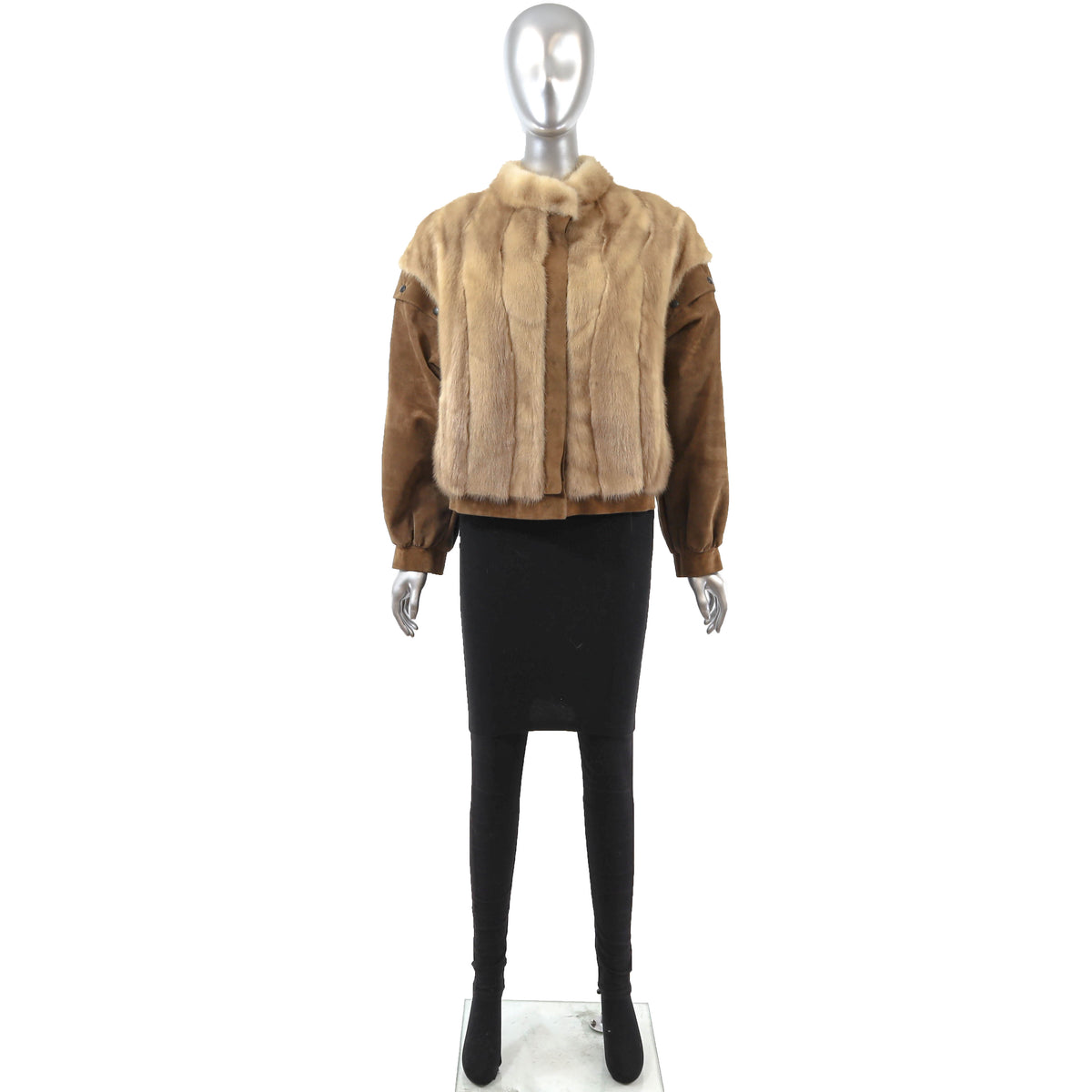 Light Brown Mink and Suede Jacket- Size S