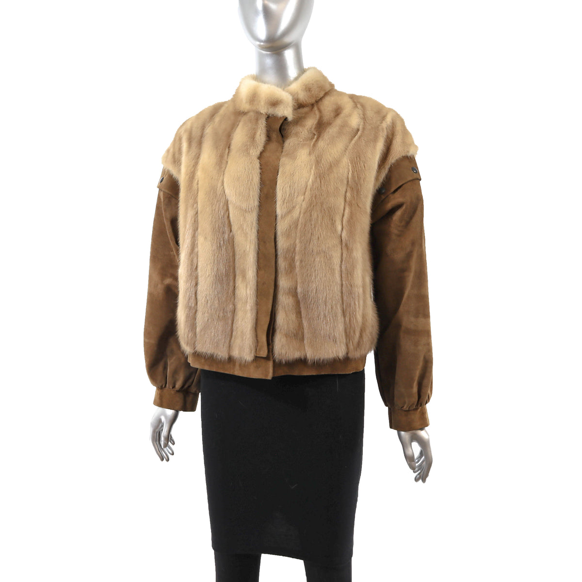 Light Brown Mink and Suede Jacket- Size S
