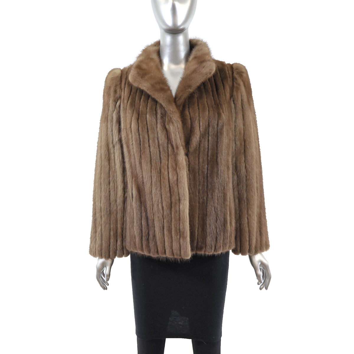 Brown Corded Mink Jacket- Size S