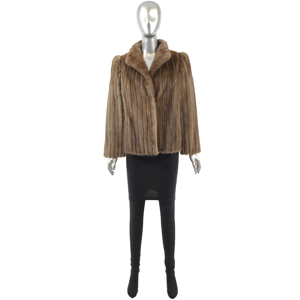 Brown Corded Mink Jacket- Size S
