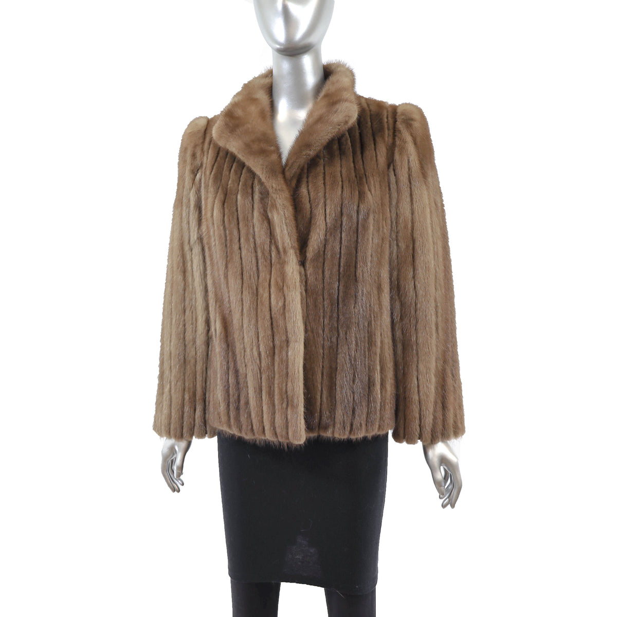 Brown Corded Mink Jacket- Size S