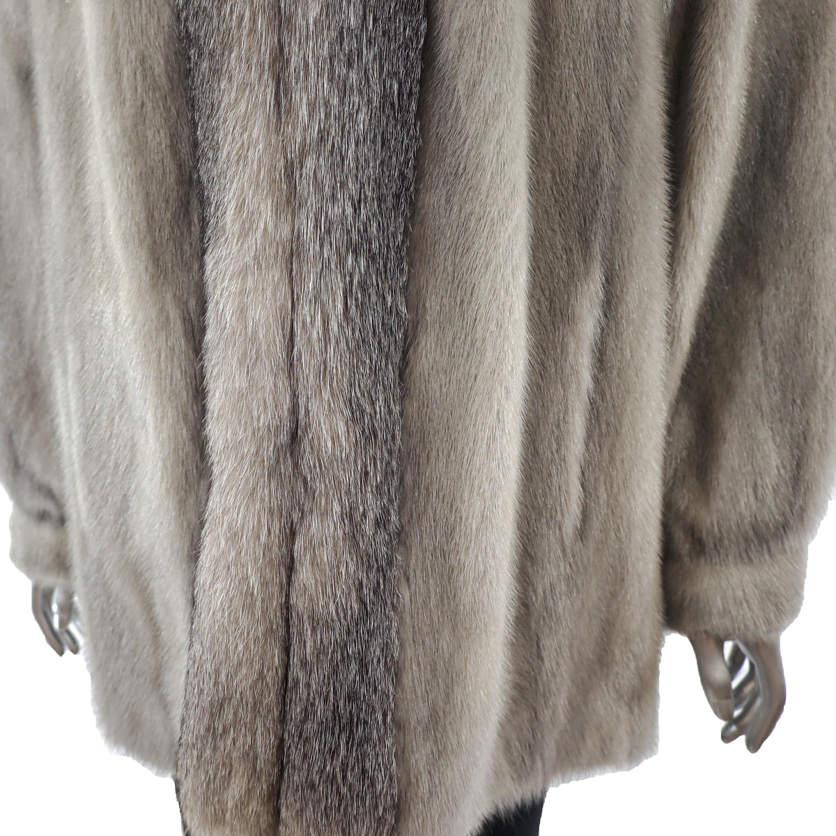 Grey Mink Jacket with Fox Tuxedo- Size L