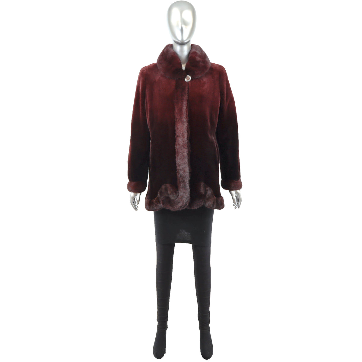 Burgundy Sheared Mink Jacket- Size M-L