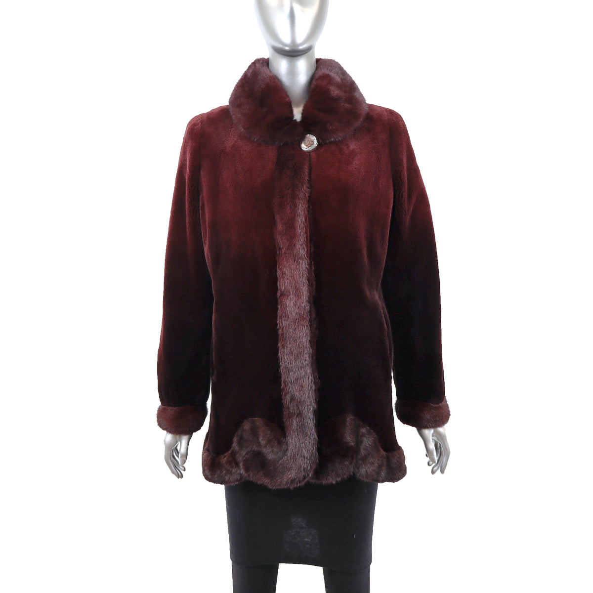 Burgundy Sheared Mink Jacket- Size M-L