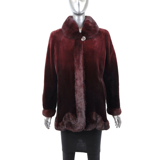 Burgundy Sheared Mink Jacket- Size M-L