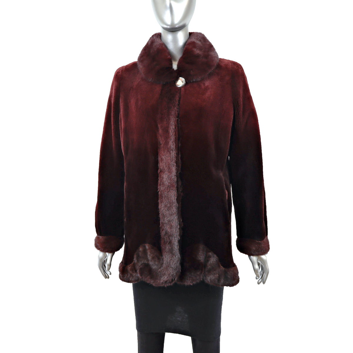 Burgundy Sheared Mink Jacket- Size M-L