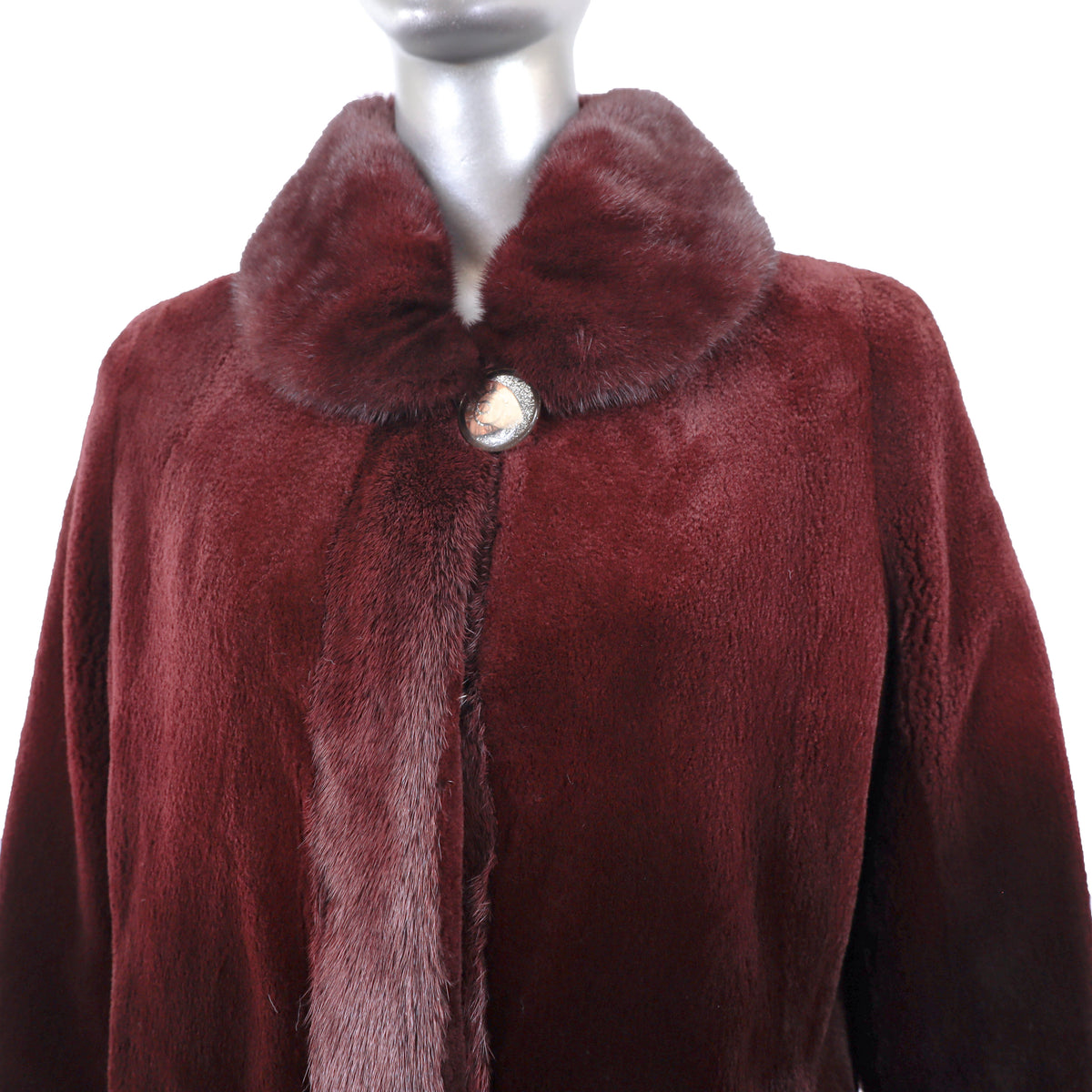Burgundy Sheared Mink Jacket- Size M-L