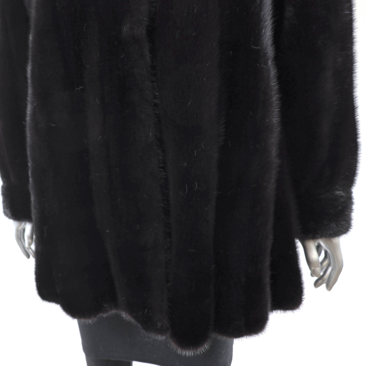 Black Hooded Mink Jacket- Size M