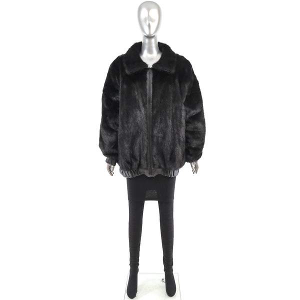 Mahogany Mink Jacket Reversible to Leather- Size L