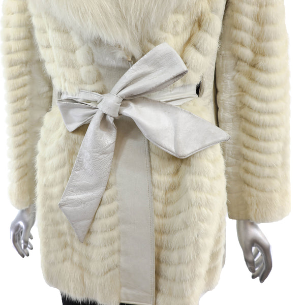 Tourmaline Mink and Leather Jacket with Fox Collar- Size S