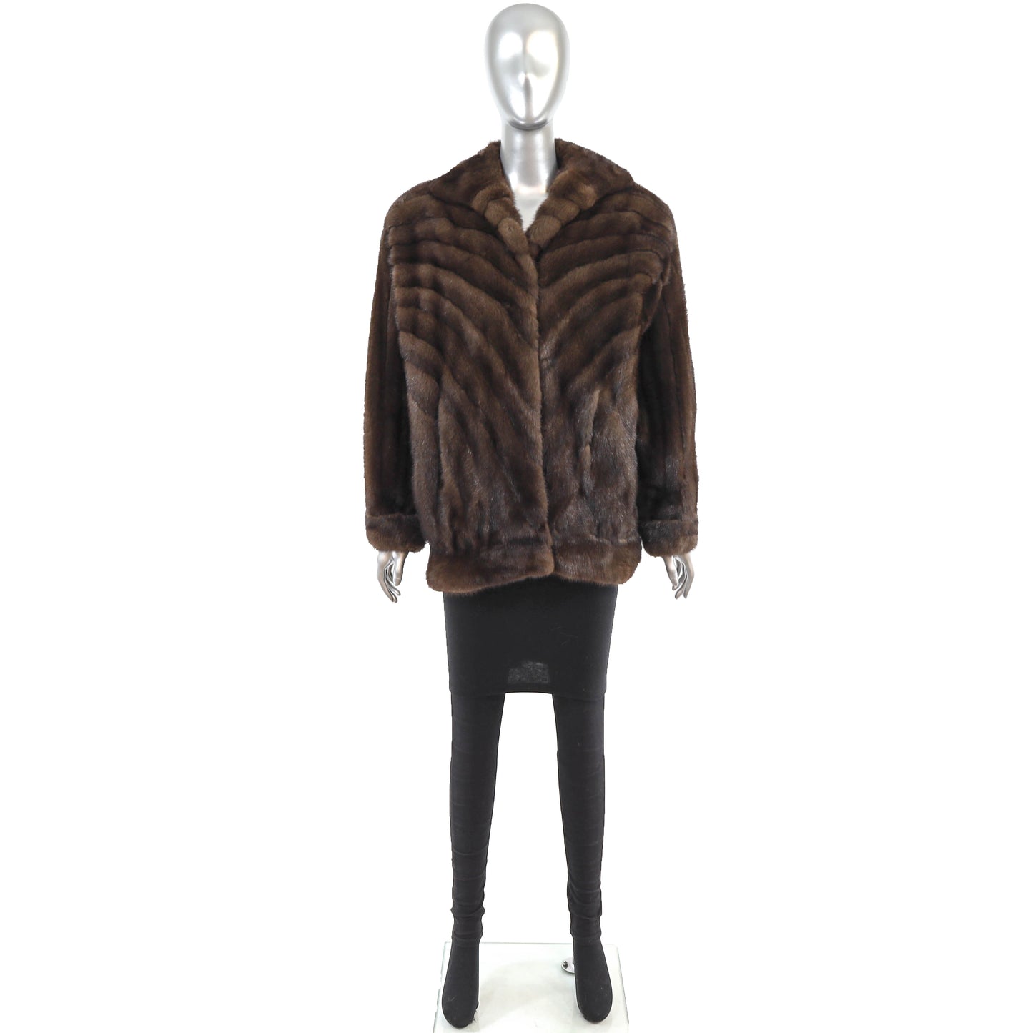 Brown Directional Mink Jacket- Size M