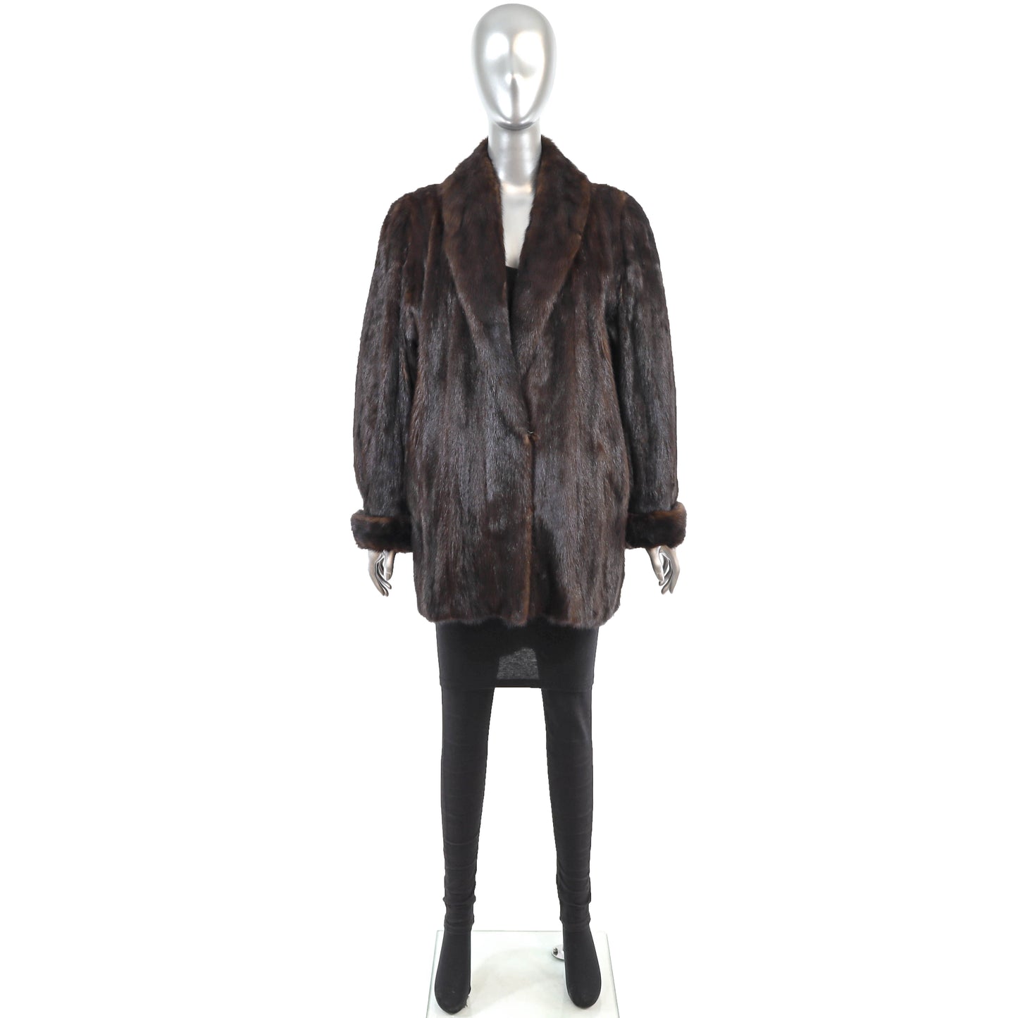 Dark Brown Mink Jacket - Size M