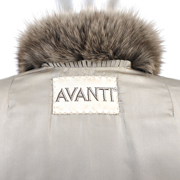 Avanti Autumn Haze Corded Mink Jacket with Fox Tuxedo- Size M