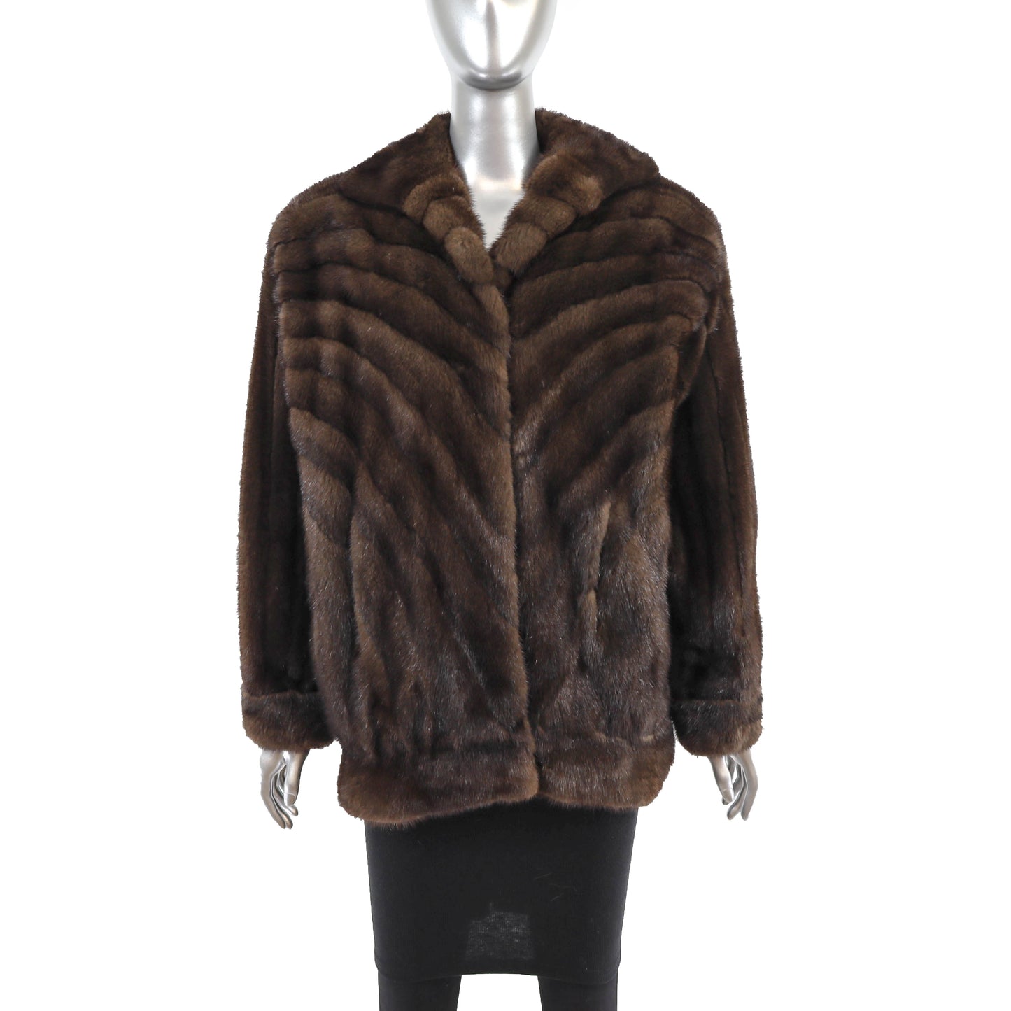 Brown Directional Mink Jacket- Size M