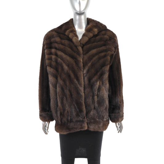 Brown Directional Mink Jacket- Size M
