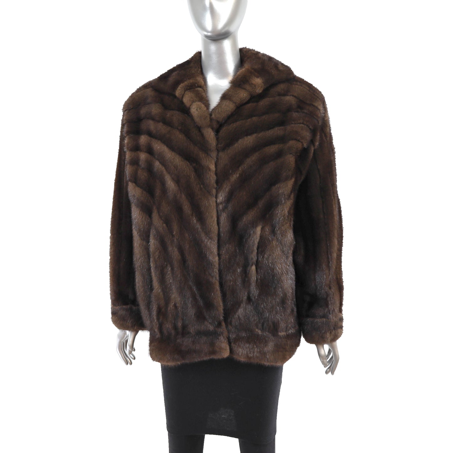 Brown Directional Mink Jacket- Size M