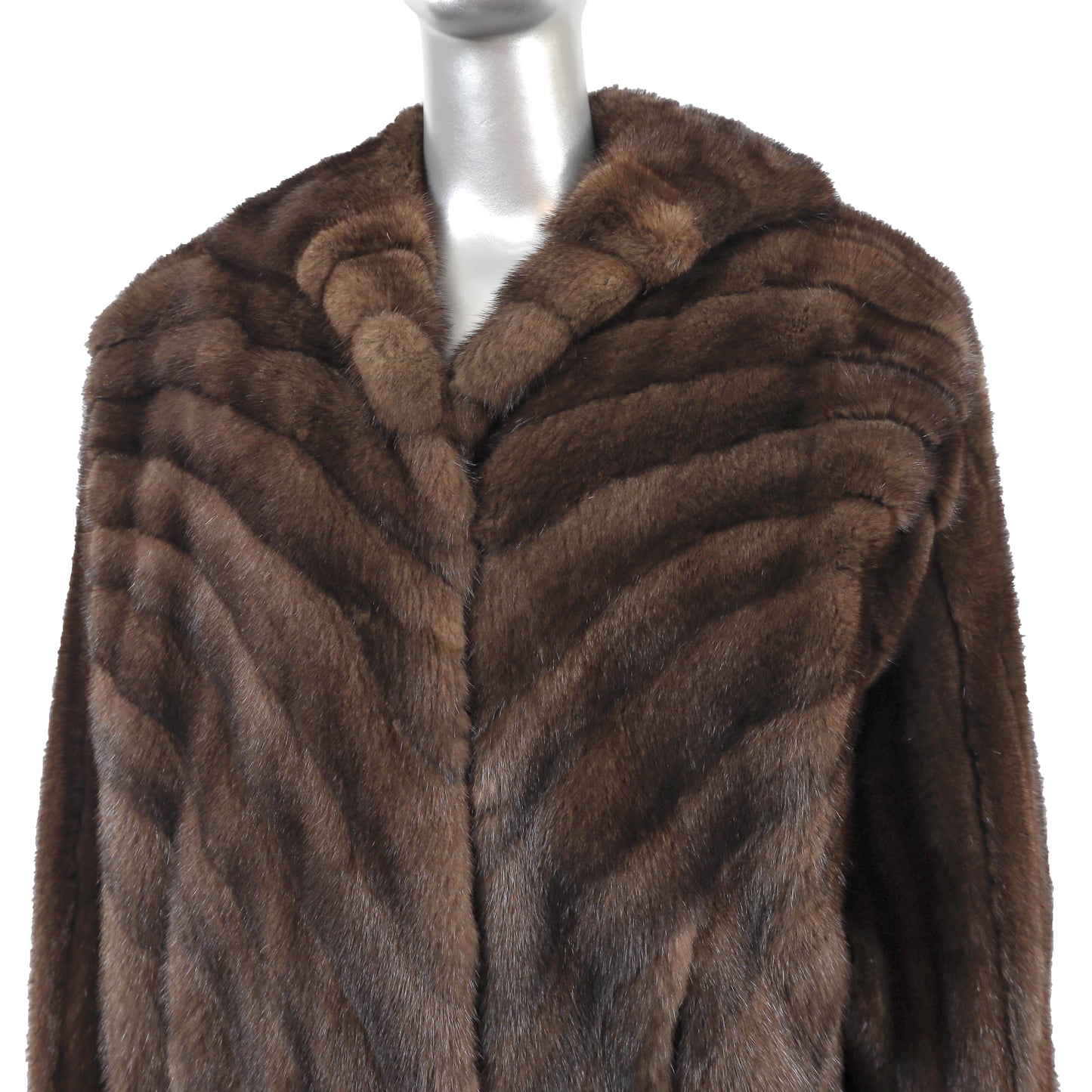 Brown Directional Mink Jacket- Size M